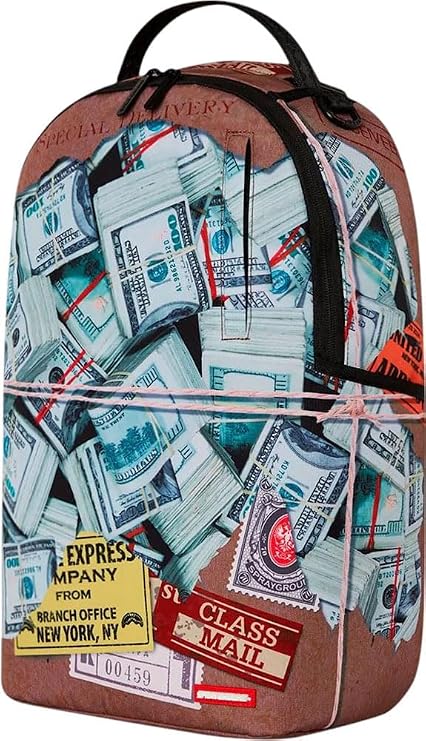 Sprayground Torn Packaging Backpack, Brown, Unisex, Adjustable Straps