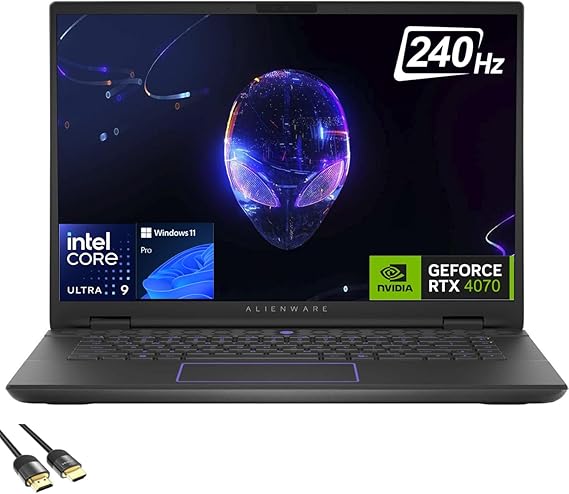 Dell Alienware m16 R2 Gaming Laptop, 16" QHD+ 240Hz Display, 16-Cores Ultra 9-185H, GeForce RTX 4070, 64GB DDR5, 2TB PCIe 4.0, WiFi 7, RGB Backlit KB, USB-C, BT, HDMI, RJ45, PDG HDMI Cable, Win 11 Pro