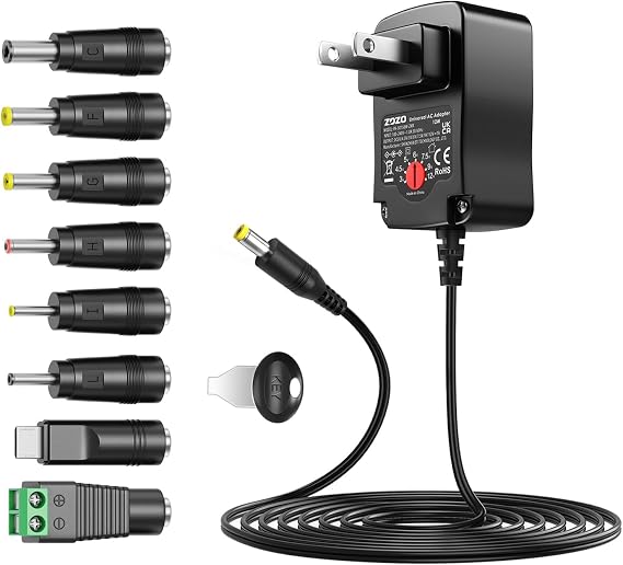 ZOZO 12W 1A 3V 4.5V 5V 6V 7.5V 9V 12V Power Supply Universal AC DC Adapter