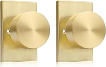 goldenwarm Gold Dummy Door Knob, Zinc-Alloy Brushed Gold Heavy Duty Dummy Door Knob(2 Pack)
