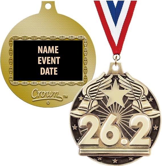 Crown Awards Your Personalization Marathon Medals, 2" Gold 26.2 Marathon Race Medal Award with Free Custom Engraving Prime