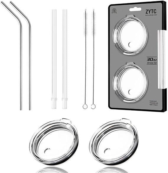 30 oz Tumbler Lid with Straw, 2 Pack Replacement Lids for YETI Straw Lid | Spill Proof, BPA Free,Tritan meterial,For YETI 26oz 30oz 35oz 42oz Tumbler, 8 Piece Set