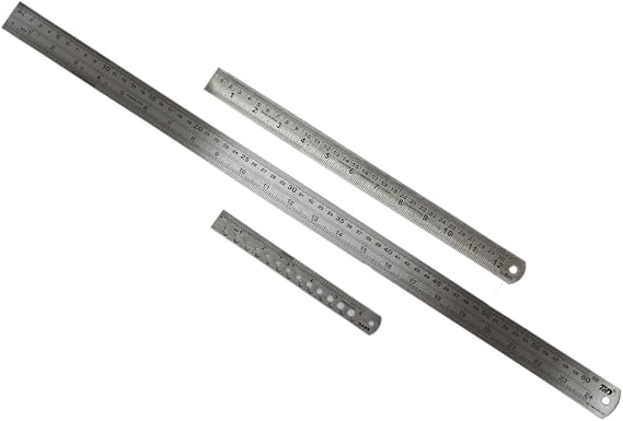 ToolUSA Premium Set | Stainless Steel Precision Rulers | 6", 12" & 24" Measurements | Dual-Scale SAE & Metric | Ideal for Workbench & Office