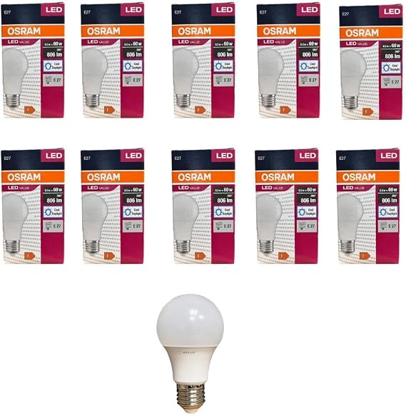Osram 8.5 Watt Led Ampul 6500K Beyaz E27-10 Adet [Enerji Sınıfı F]