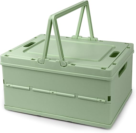 Collapsible Storage Crate,Plastic Storage Box, Green