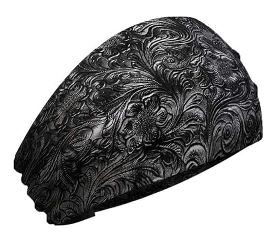 That's A Wrap Women's Tooled Leather Look Knotty Band Headwrap, KB3025-Black