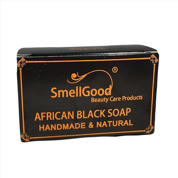 SmellGood - African Black Soap, totally natural, best quality, raw and organic soap, great for body and face wash, imported from Ghana, 1 LB bar, 6 Units Set