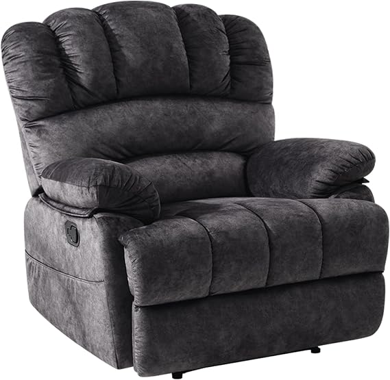 EASELAND 1.0 Extra Large Push Back Recliner for Big and Tall, Extra Wide and Overstuffed Breathable Recliners (Dark Grey)...
