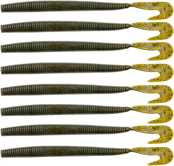 BAITFUEL Mega Bopper Infused with Supercharged X55 Formula Gel: Fish Scent Technology with Powerful Attractants | 7.7-Inch, Green Pumpkin (PN: X86505)