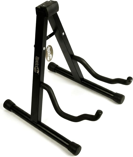 RockJam A-Frame Guitar Stand for Acoustic, Electric & Bass | Folding A frame guitar stand with soft foam arms and neoprene padding for acoustic, electric and bass guitars