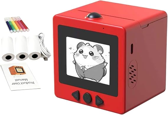 AI Sticker Box Printer, Smart AI Voice Stickerbox Printer Maker with 2.4" Display, Mini Thermal Sticker Maker with 3 Rolls Paper & 5 Pens, Pocket Voice Stickers Printers for DIY, Diary, Photos
