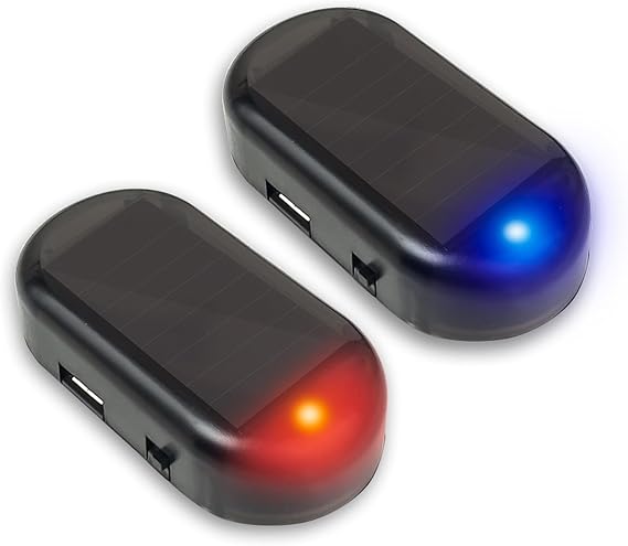 2Pcs Red Blue Car Solar Power Anti-Theft LED Flashing Security Light