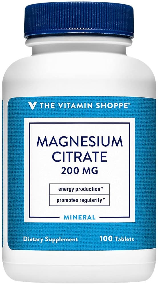 The Vitamin Shoppe Brand Magnesium Citrate 200 mg Tablets, 100 Tablets
