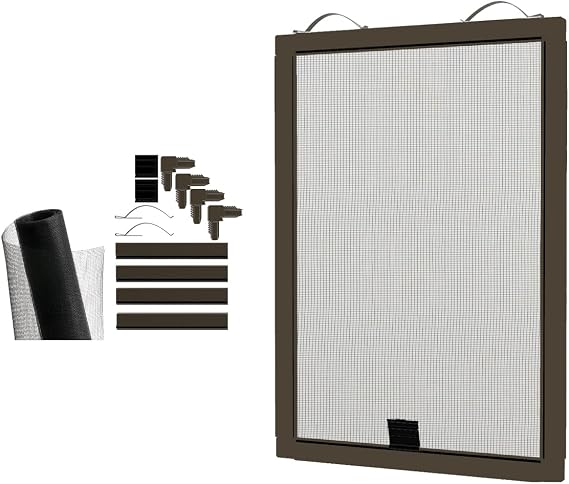 Window Screen Replacement Kit, 36", 48" and 60" Window Frames, White or Bronze, with Screen Mesh Roll. Easy Installation!