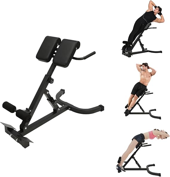 Hyperextension Roman Chair Back Extension Bench Hyper Extension Back Machine Adjustable & Foldable Back Workout Equipment Hyperextension Bench Back Extension for Home Gym