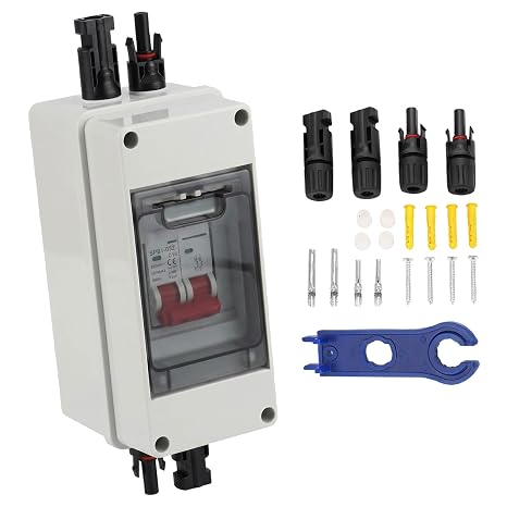 Solar Disconnect Switch, PV Disconnect Switch (16A) | with IP65 Waterproof Distribution Box, DC500V Mini Circuit Breaker for Solar Panel System, Solar Disconnector for RV Battery