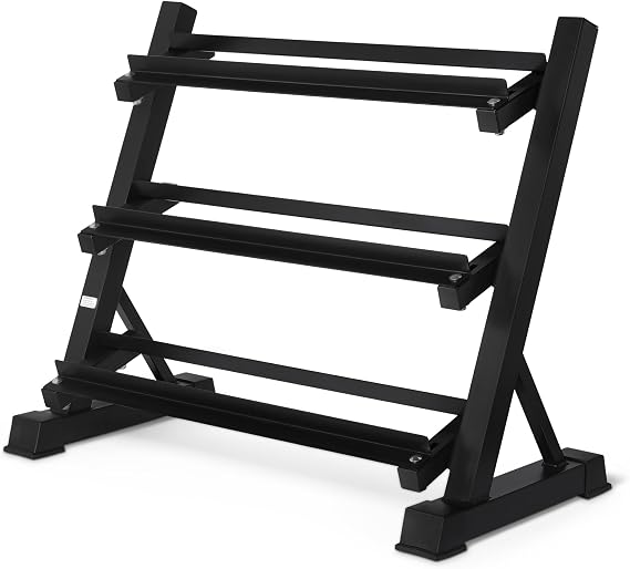 Amazon Basics 3 Tier Adjustable Dumbbell Weight Rack, Stand Only, Black