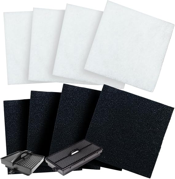 Replacement Filter Pads for Pondmaster 1000 & 2000 Polyester & Carbon Filtration Pads Compatible with Danner 12202, 12"x12" Reusable Pond and Aquarium Filter Pads for Clear, Healthy Water, 4-Pcs