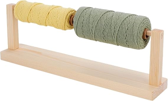UNICRAFTALE Wooden Yarn Holder for Knitting Croche Supplies Single Rotating Yarn Ball Dispenser Stand Horizontal Yarn Spinner Ribbon Storage Organizer Rack Crochet Gift for Knitting Lovers