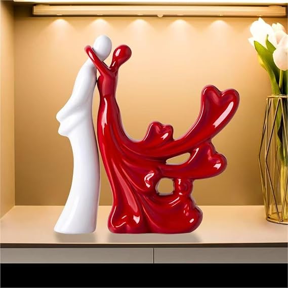 Desktop Decoration Figurine, Abstract Couple Lovers Hug Sculptures, Romantic Couple Dancing Kisses Sculpture, Ceramic Modern Ornaments Art Statue, Crafts Collectible Gift