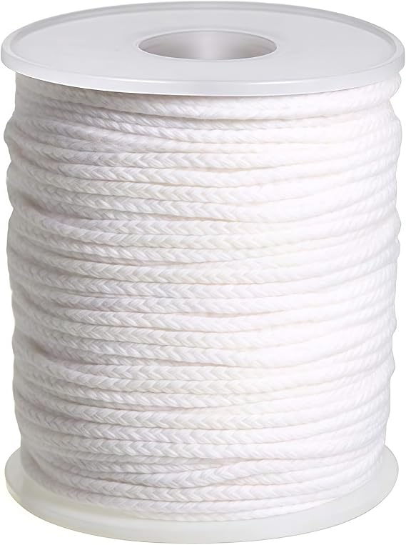 1 Roll 200Feet(61M) Organic Cotton DIY Natural Candle Braided Wicks Twine String Spools Rope for Candle DIY and Candle Making