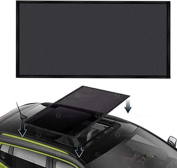 ZONETECH Car Mesh Sun Roof Magnetic Sun Shade - Premium Quality, Foldable, Cool and Mosquito Blocking Breathable Mesh Sun-Shield, Blocks UV-Rays by Parking Trips Great Protection,Easy Installation