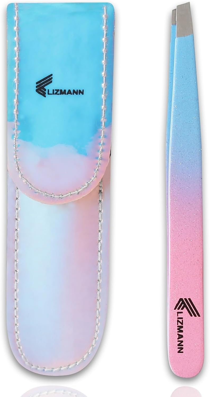 Lizmann Pro Eyebrow Tweezers for Women, Bevel Tip Stainless Steel Tweezers for Precise Eyebrow Shaping, Facial Hair and Ingrown Hair Removal, Professional Beauty Tool