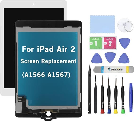 9.7" LCD Screen Replacement for iPad Air 2 (2nd Gen) A1566 A1567 LCD Display Glass Touch Digitizer Premium Kit with Tools - White