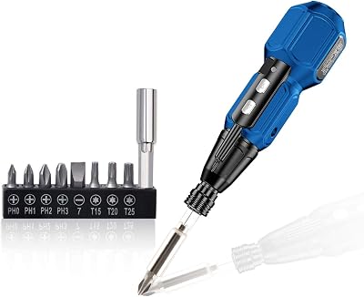 Rechargeable Mini Electric Screwdriver - Blue, 8pcs Bit Set, Flat & Phillips Head, 280RPM, 210N.m Torque, LED Light, USB Charging, Home Improvement & Electronics Item