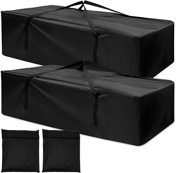 2pcs Garden Furniture Cushion Storage Bag, Waterproof Anti-UV Heavy Duty 210D Oxford Fabric Outdoor Garden Patio Cushion Storage Bags, Christmas Tree Storage Bag with Handle (2PCS (173x76x51cm))