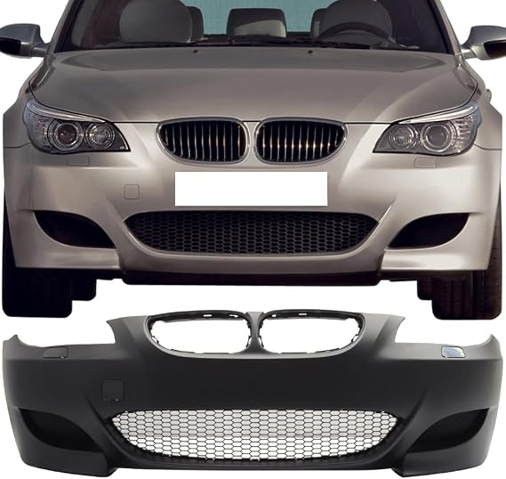 Fit 2004-2007 BMW E60 5 Series Sedan Front Bumper Conversion | IKON MOTORSPORTS, M5 Style PP Black Bumper Cover Conversion Bodykit 2005 2006