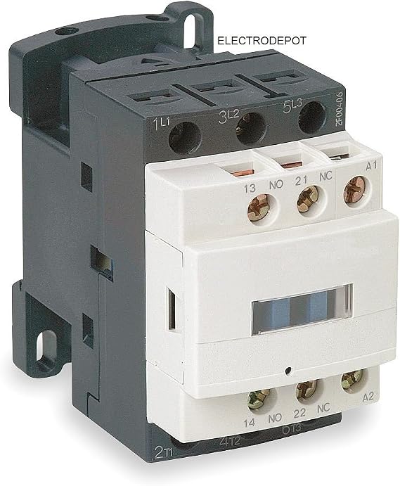 30 Amp, 3 Pole Normally Open and Auxiliary 1NO/1NC Contactor Motor Load 32A and Lighting Load 50A | IEC 660V, 110-120VAC Coil with Base for DIN Rail or Panel Mount