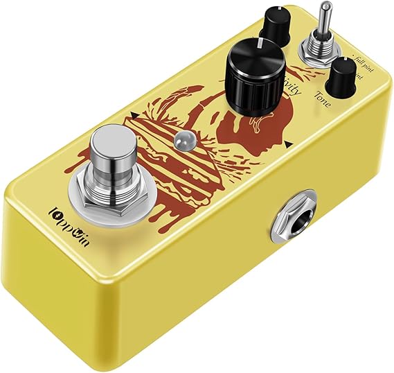 Optical Compressor Pedal for Electric Guitar & Bass, Classic Analog Comp Effect with Smooth Attack & Decay, True Bypass, Mini Size Metal Housing (Yellow)