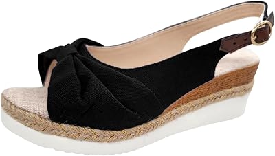 ZSpzx Orthopedic Sandals for Women,Womens Espadrilles Wedge Sandals 2025 Dressy Summer Slides Fish Mouth Platform Comfortable Slip on Bow Knot Open Toe Ankle Strap Beach Casual Walking Shoes