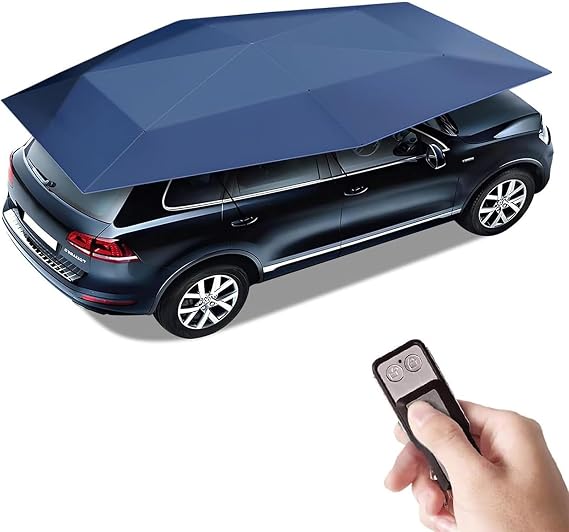 Fully Automatic Car Umbrella Tent, Universal Movable Carport Tent, All-Weather Car Tent, With Remote Control, Roof sunshade keeps your vehicle cool. 4.2 * 2.2m-Blue
