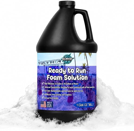 SurgeFX Foam Party Premixed Foam Solution Refill for Foam Machines - Safe, Highly Concentrated Foam for Parties, Weddings, Events - Pet & Human Safe Solution - 1 Gallon