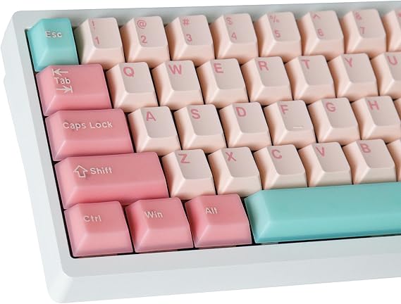 Tsungup Pink Translucent Custom Keycaps for Mechanical Keyboard(Pink)