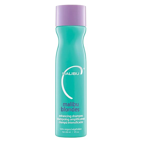 Malibu C Blondes Enhancing Shampoo - Sulfate-Free Purple Shampoo for Blondes - Helps Preserve Highlights & Remove Brassiness - Moisturizing & Revitalizing Hair Care (9 oz)