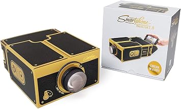 Luckies of London | Portable Cell Phone Projector | Projector Screen for Mobile Phones | Mobile Phone Projector Screen and Stand | Phone Accessories / Movie Night Supplies | Black & Gold