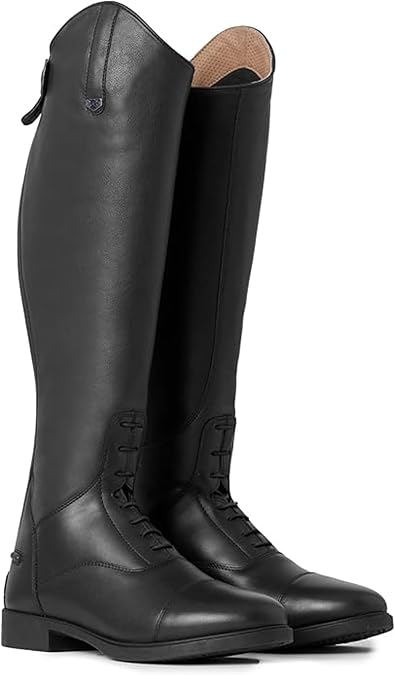 HORZE Rover Kids Horse Riding Boots, Tall Black Equestrian Boots for Girls | English Horseback Riding Boots for Girls and Boys, Rear Zipper, Youth Riding Apparel, Long Shaft for Stable and Competition
