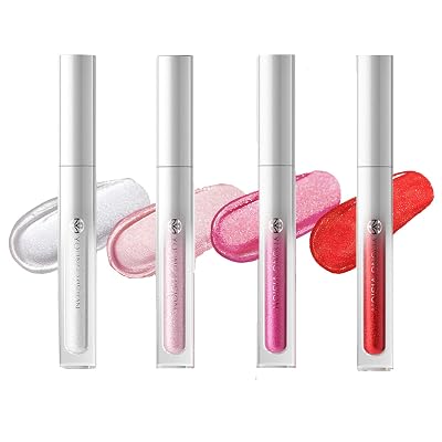 Sparkling Lip Gloss,4 Colors Lips Plumping,Super Lustrous Glimmer Gloss,Non-Sticky High-Shine Finish,Long Lasting & Waterproof Lipstick Makeup for Lip,Eyeliner& Eyeshadow 01020304, 4PCS