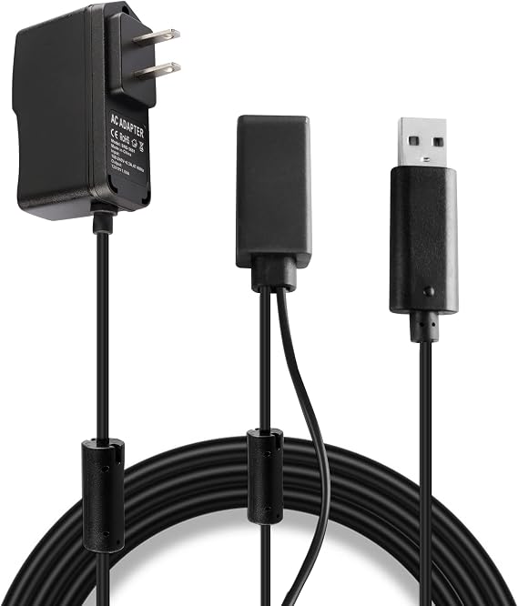Kinect Adapter for Xbox 360, USB to AC Power Supply PC Adapter Compatible with Mircosoft Xbox 360 Kinect Sensor System with Charging Cable Cord