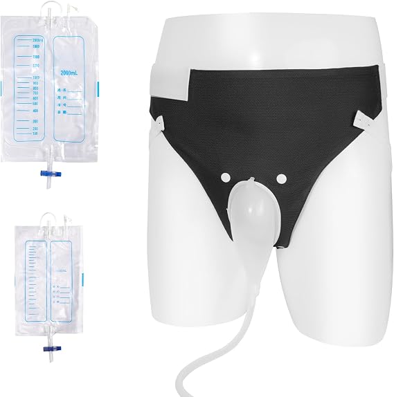 Wearable Urine Bag for Men, Reusable Portable Urinal, 2000ML+1000ML Male Urine Bag for Elderly & Bedridden Patients