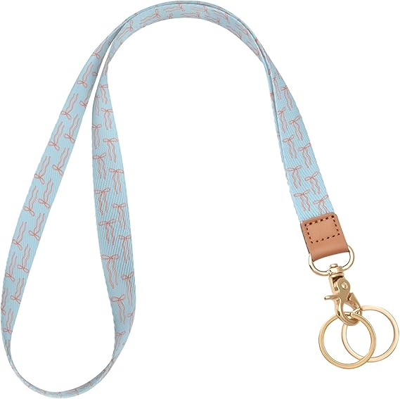 Badge Lanyard for Keys, Long Neck Strap with Metal Hook for ID Badges, Cute Flower Lanyard Keychain for Women