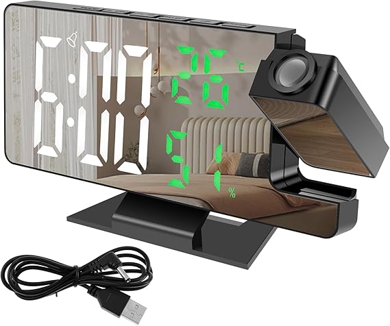 Digital Alarm Clocks,Projection on Ceiling Wall Digital Clock with 180 Rotatable Projector RGB Night Light,Projection Alarm Clocks for Bedrooms, Auto Dimmer LED Desk Clock for Bedroom