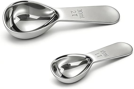 2pcs Tablespoon Coffee Scoop, Coffee Scoop Set, 15ml 30ml Tbsp Coffee Bean Measuring Spoon Stainless Steel Table Spoon Scoop with Short Handle Suitable for Tea Ground Sugar Flour
