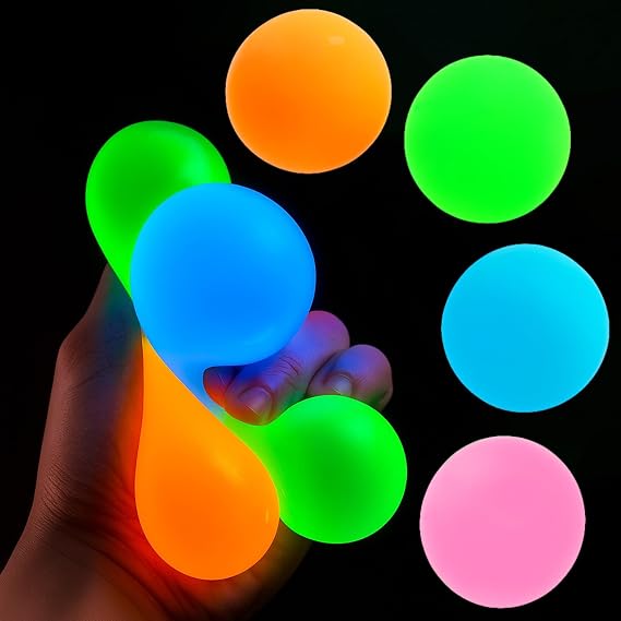 Sticky Balls for Ceiling & Wall, Glow in The Dark Sticky Stress Balls for ADHD (4)
