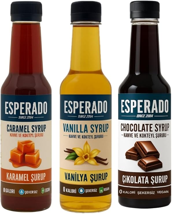 Esperado - 3 LÜ Kahve Şurup Setİ - Vanİlya * Çİkolata * Karamel -Şekersİz - Zero- 3 X 250 Ml