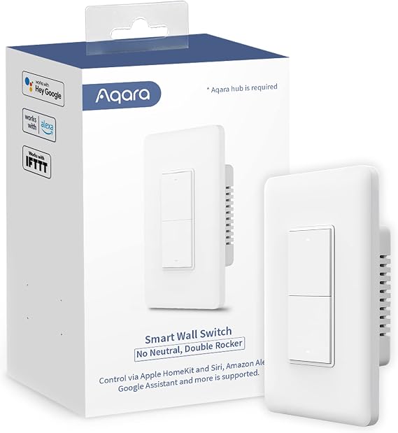 Aqara Zigbee Smart Light Switch (No Neutral, Double Rocker)