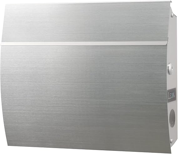 MB-4801 Modern Wall Mount Mail Box, Stainless Steel Post Box with Lock and Key, Large Letterbox for House Non-Painted Hairline Finish, 14 x 12 x 4.1 (Mail Box Label Not Written)